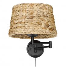  3692-A1W BLK-WSG - Eleanor Articulating Wall Sconce in Matte Black with Woven Sweet Grass Shade